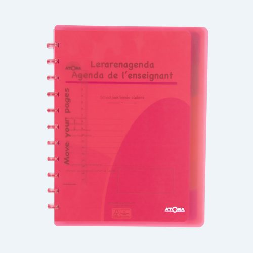 Teacher Diary A4+ transparent red with tabs